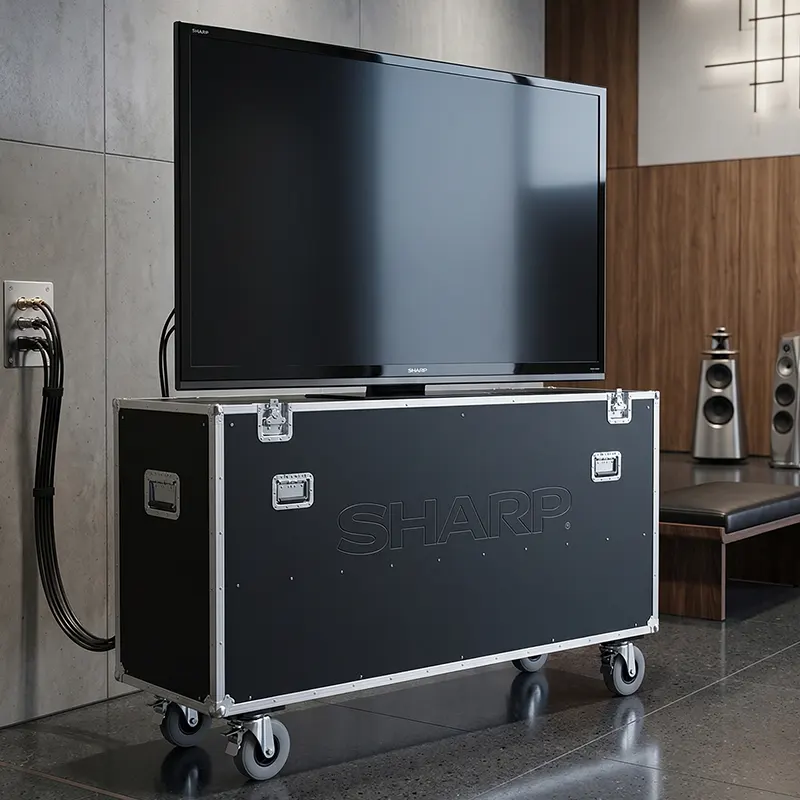 FLight case pour écran sharp 80 pouces flight case écran avec système de levage électrique