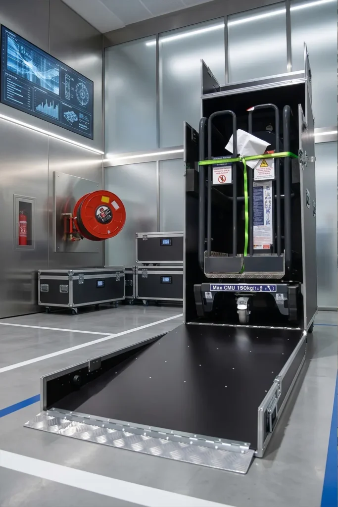 Flight case avec capot avant rampe