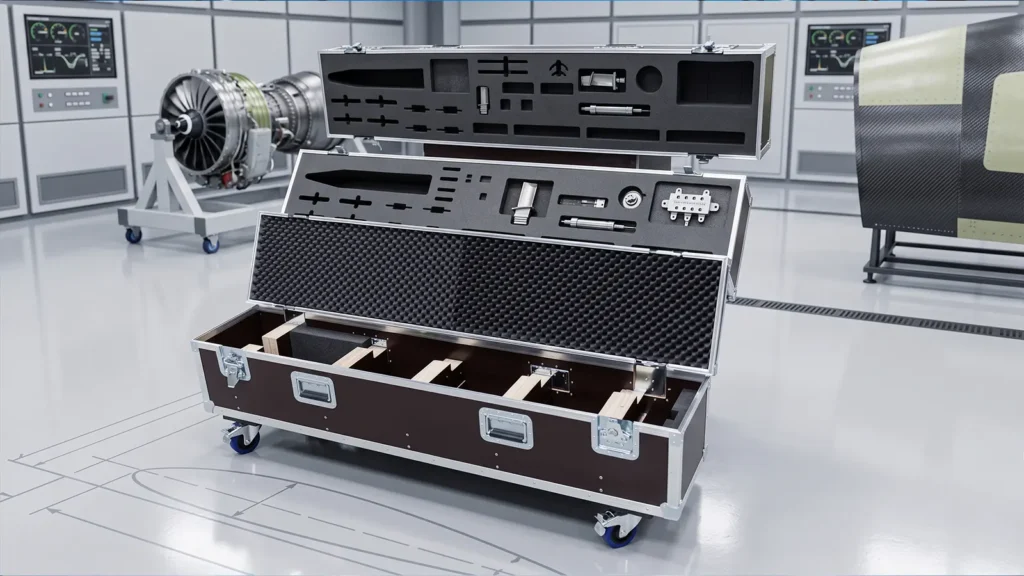Flight case aéronautique avec compartiments sur mesure flight case aéronautique avec compartiments sur mesure