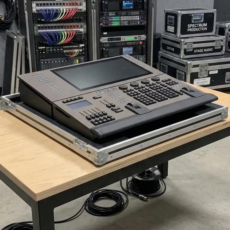 Flight case pour console lumière Gio @5 flight case console de mixage