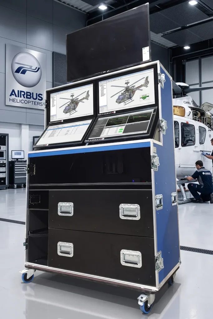 Flight case aéronautique régie 5 écrans Flight case aéronautique régie 5 écrans