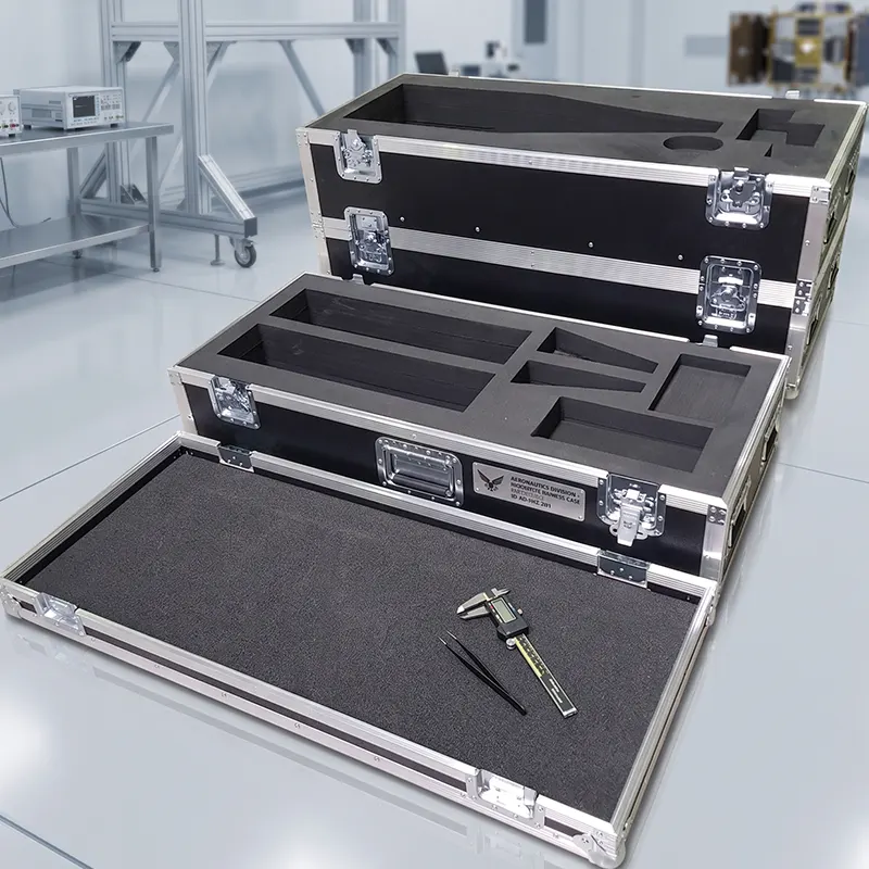 Flight case compartimenté avec usinage de mousse pour pièces Flight case compartimenté avec usinage de mousse pour pièces