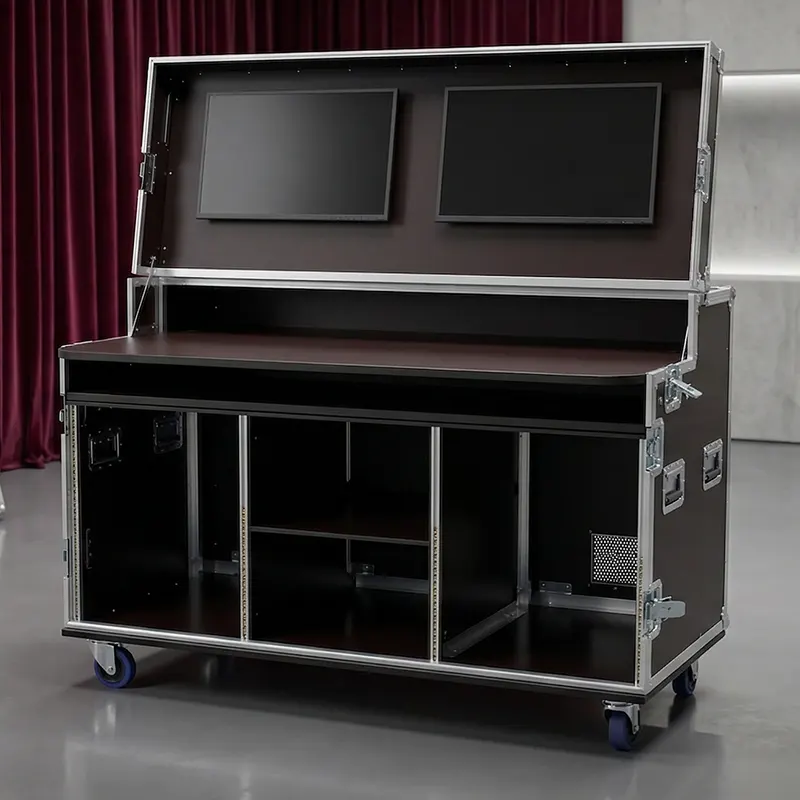 Régie rackable avec 2 écrans régie flight case 2 écrans