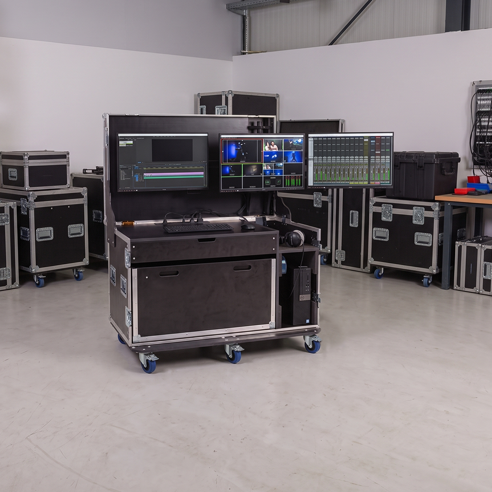 Flight case régie vidéo mobile flight case régie